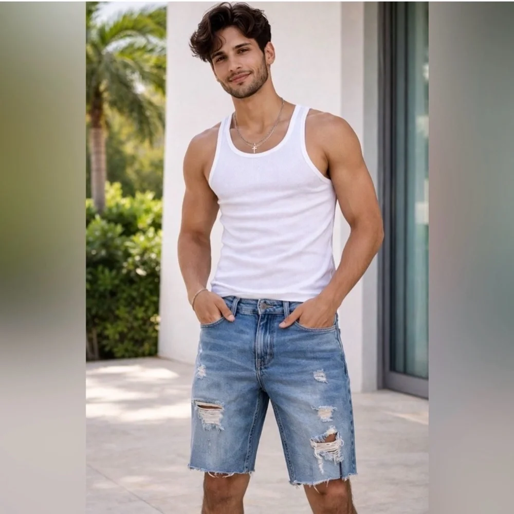 NWT 3 pairs of Men's Casual Denim Shorts - Picture 9 of 12